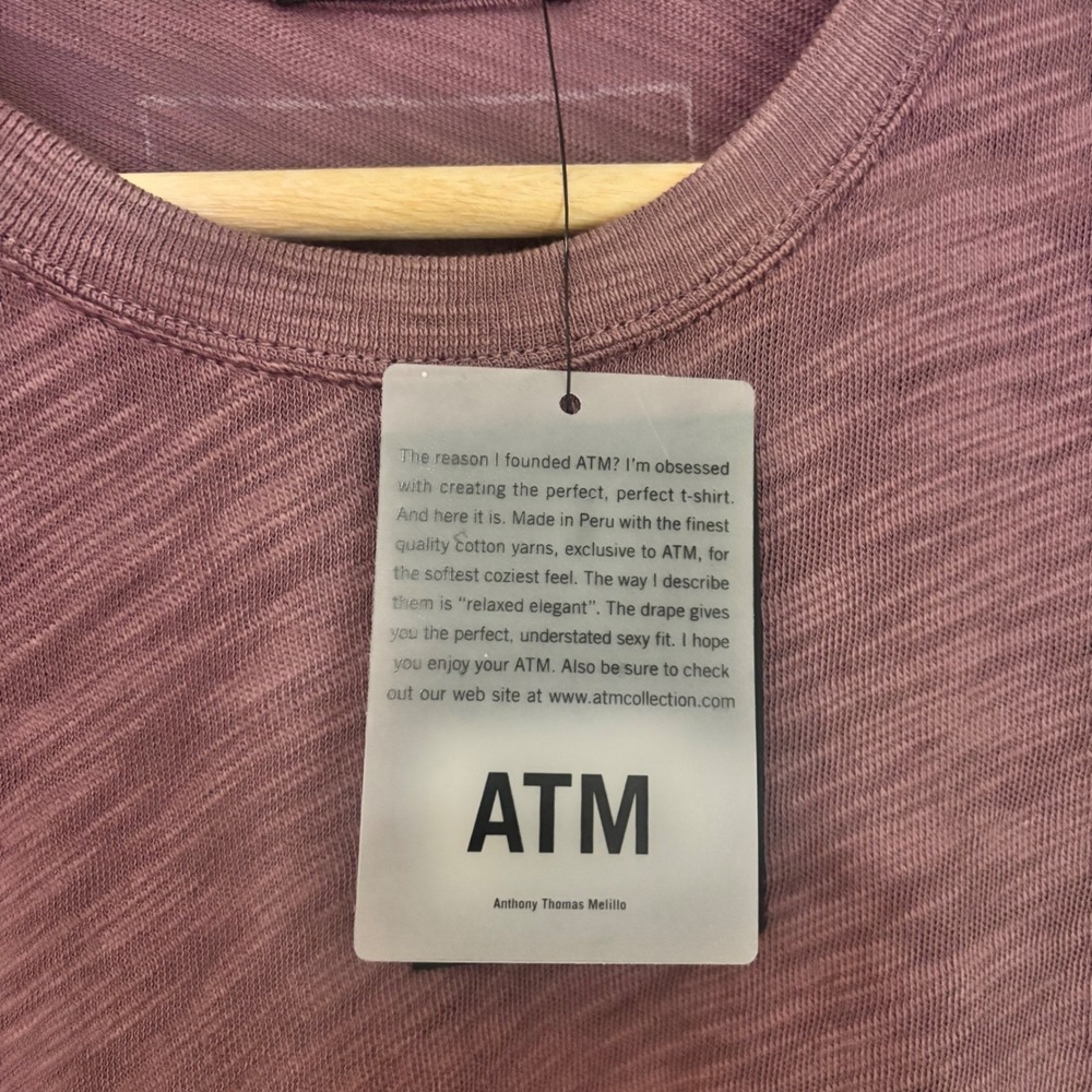 ATM Anthony Thomas Melillo Mens Slub Jersey Crew Neck T-Shirt Purple Medium NEW - Picture 4 of 6